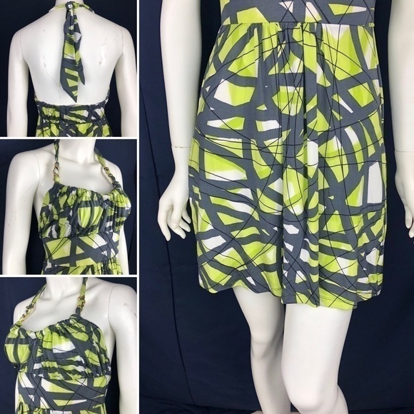 𝅺NEW-MARISA Kenson MKC Thick GoldChain Halter Dress - Picture 6 of 8